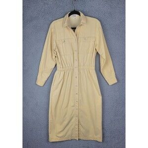 Norm Thompson Shirtdress Womens 8P Midi Grunge Khaki Academia Normcore Vintage